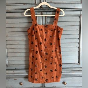 Altard State Brown Corduroy Dress With Black Stars
